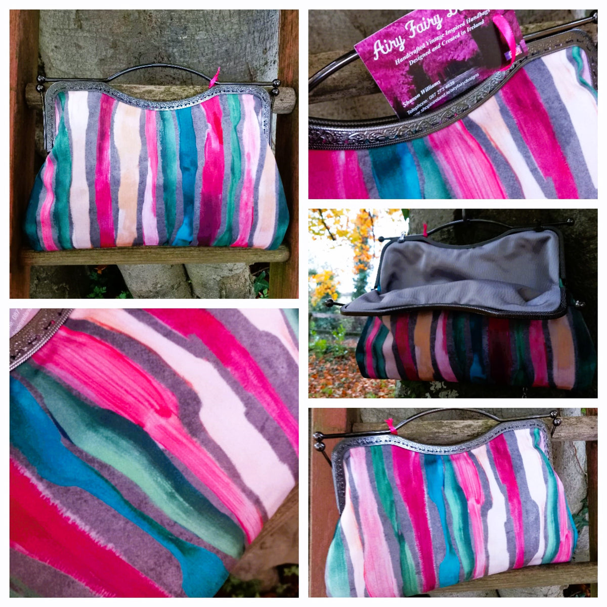 &#39;Artist Stripes&#39; Vintage style handbag