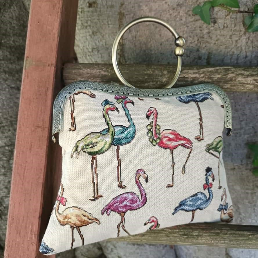 &#39;Flamingos&#39; Vintage style handbag