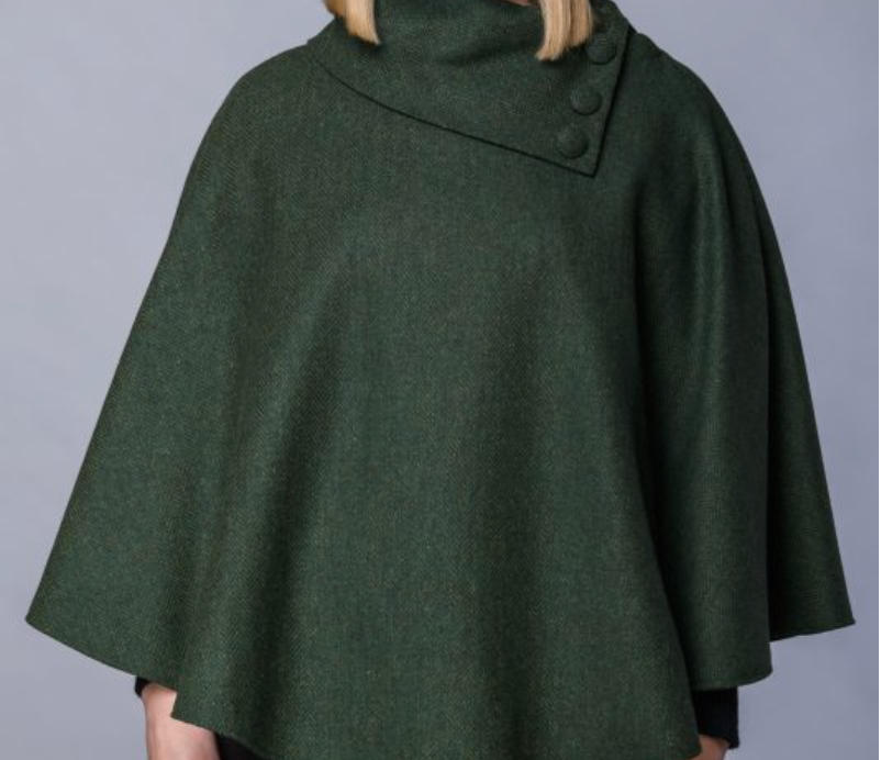 Wool Poncho - Forest Green