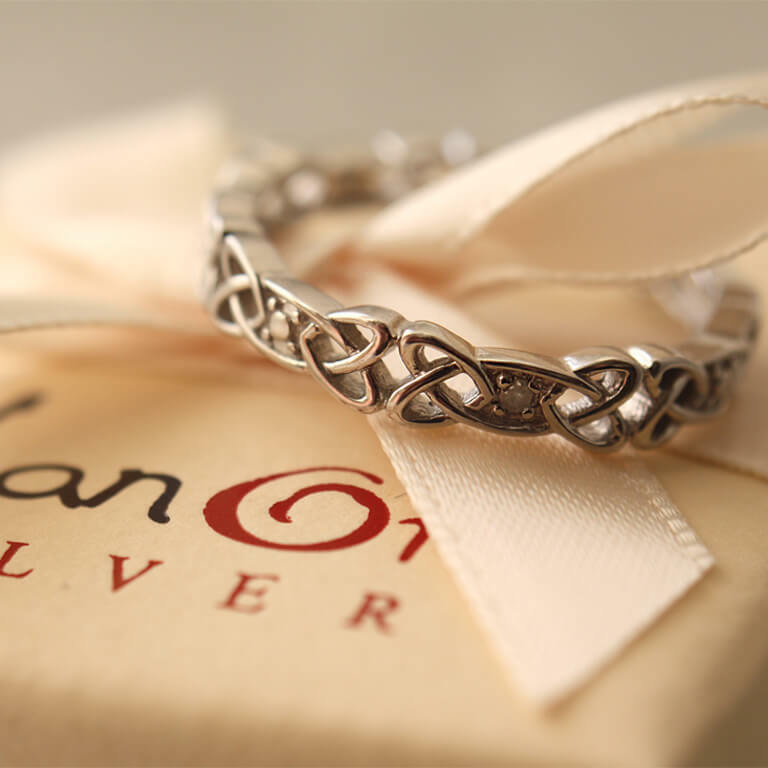 Silver Celtic Knot Diamond Ring