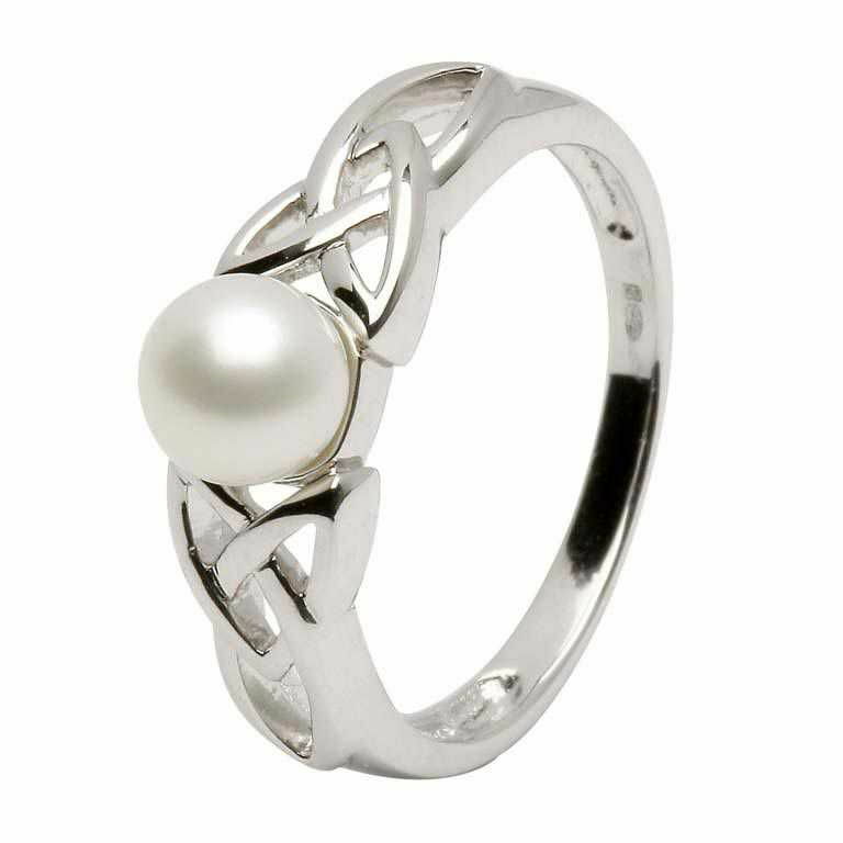 Sterling Silver and Pearl Celtic Knot Ring