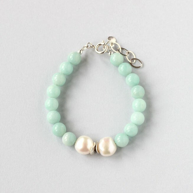 Amazonite and Pearl Bracelet (Silver)