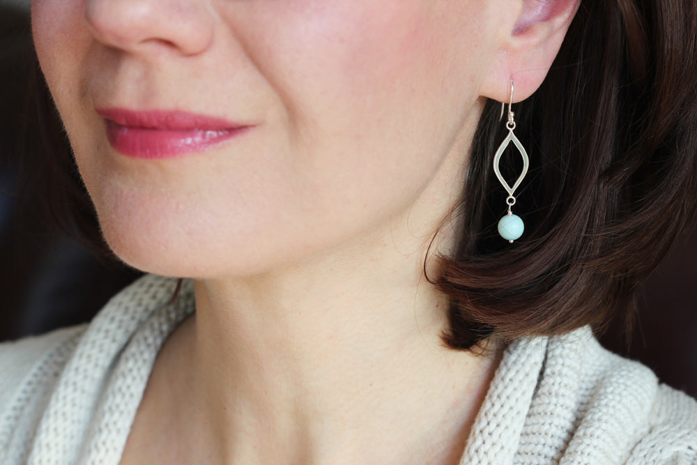 Amazonite Marquise Earrings (Silver)