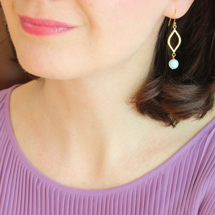 Amazonite Marquise Earrings (Gold)