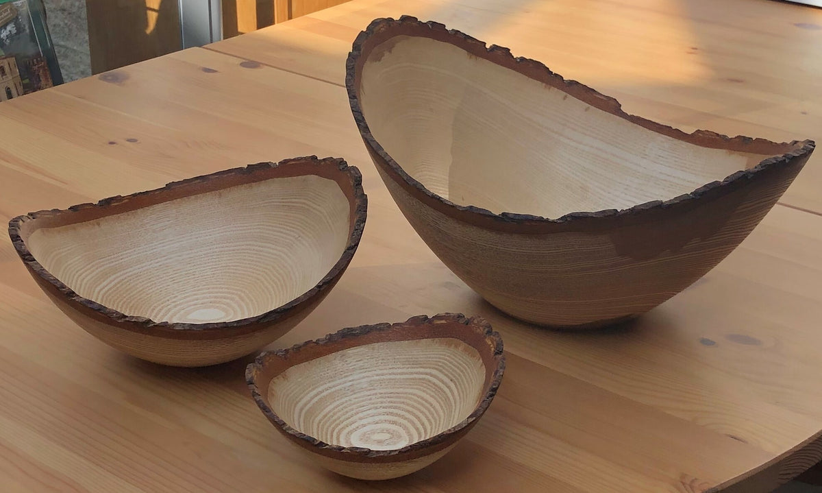 Set of 3 Nested Ash Bowls