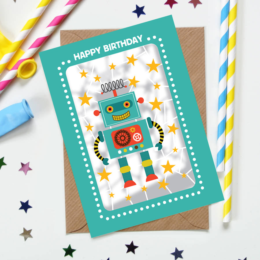 'Robot' Birthday Card (KE001)