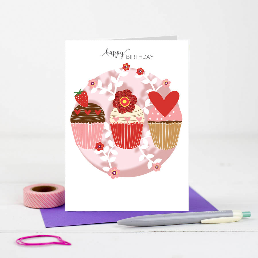 &#39;Cupcakes&#39; Birthday Card (W008)