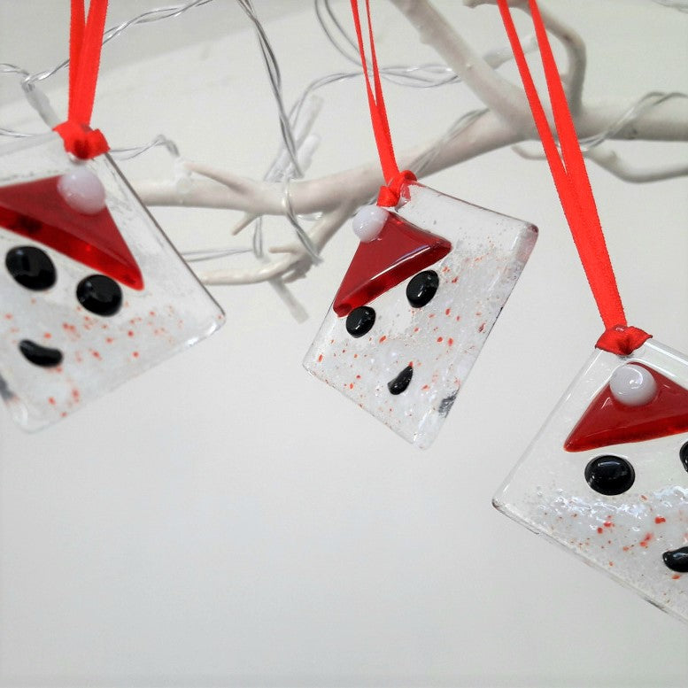 Kings Forge Glass Ornaments Santa Face