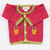 Handknitted Baby Cardigan - Turquoise with Flowerpot motif