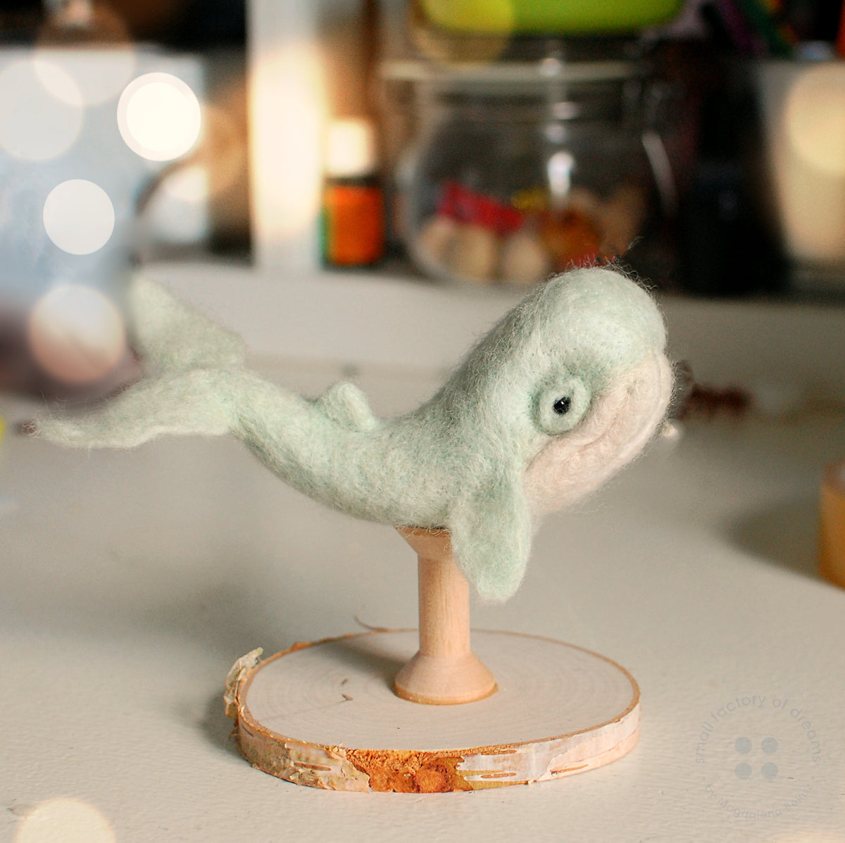 Needle Felted Whale Decor