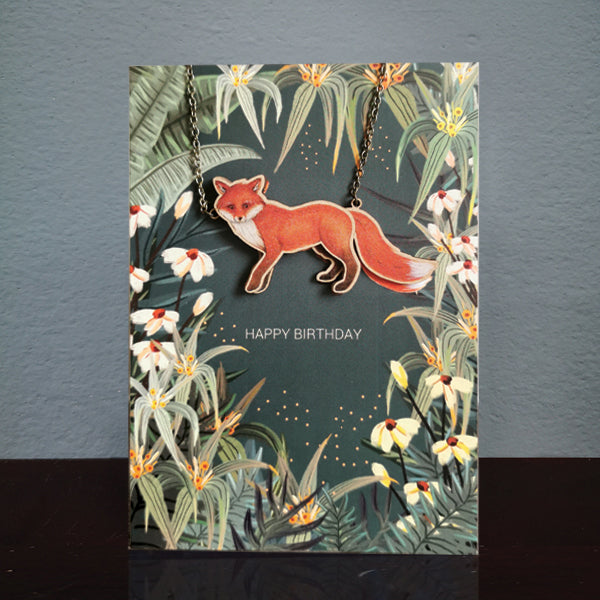 AD Necklace Fox Birthday Card (NL017)