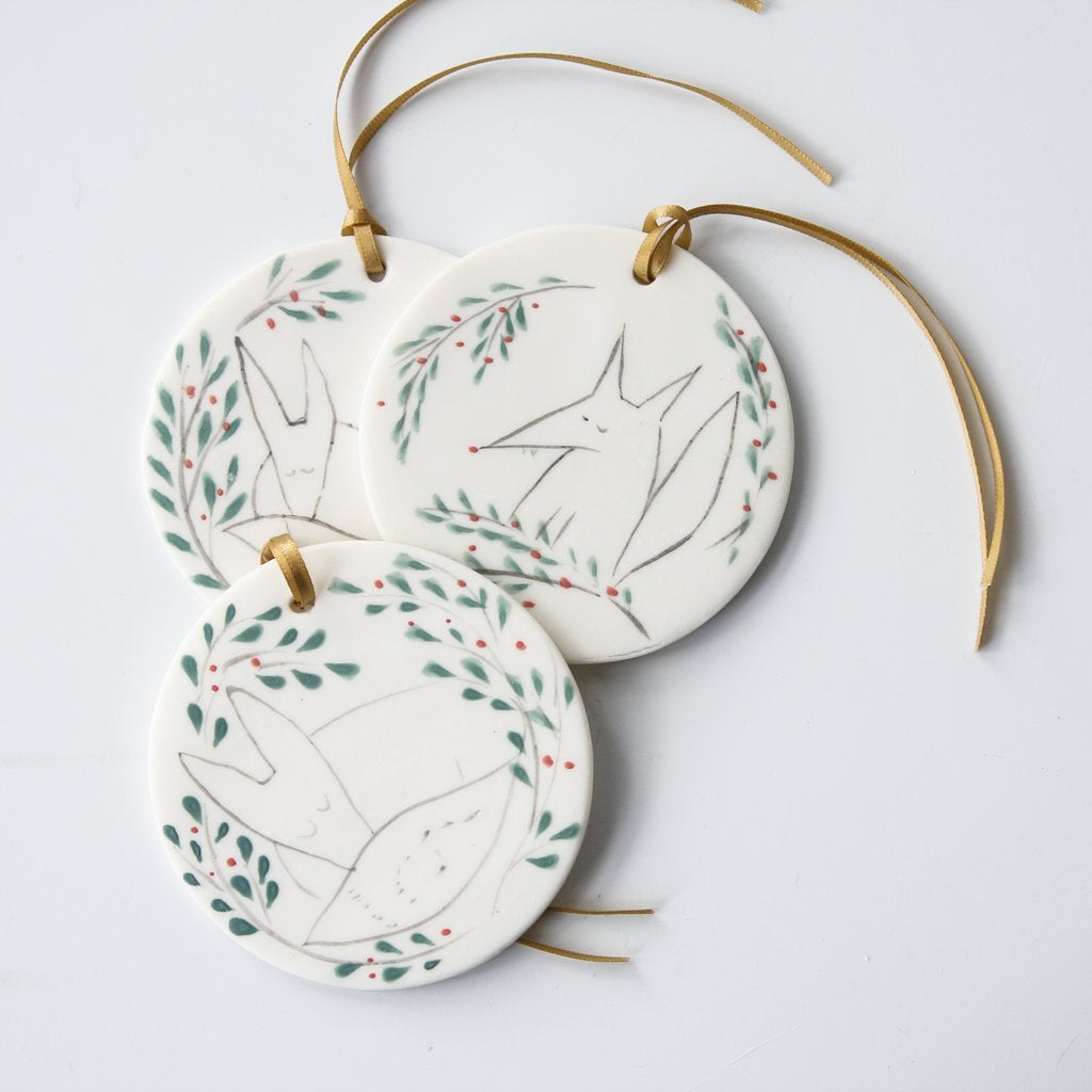 Christmas Hanging Disc -Fox