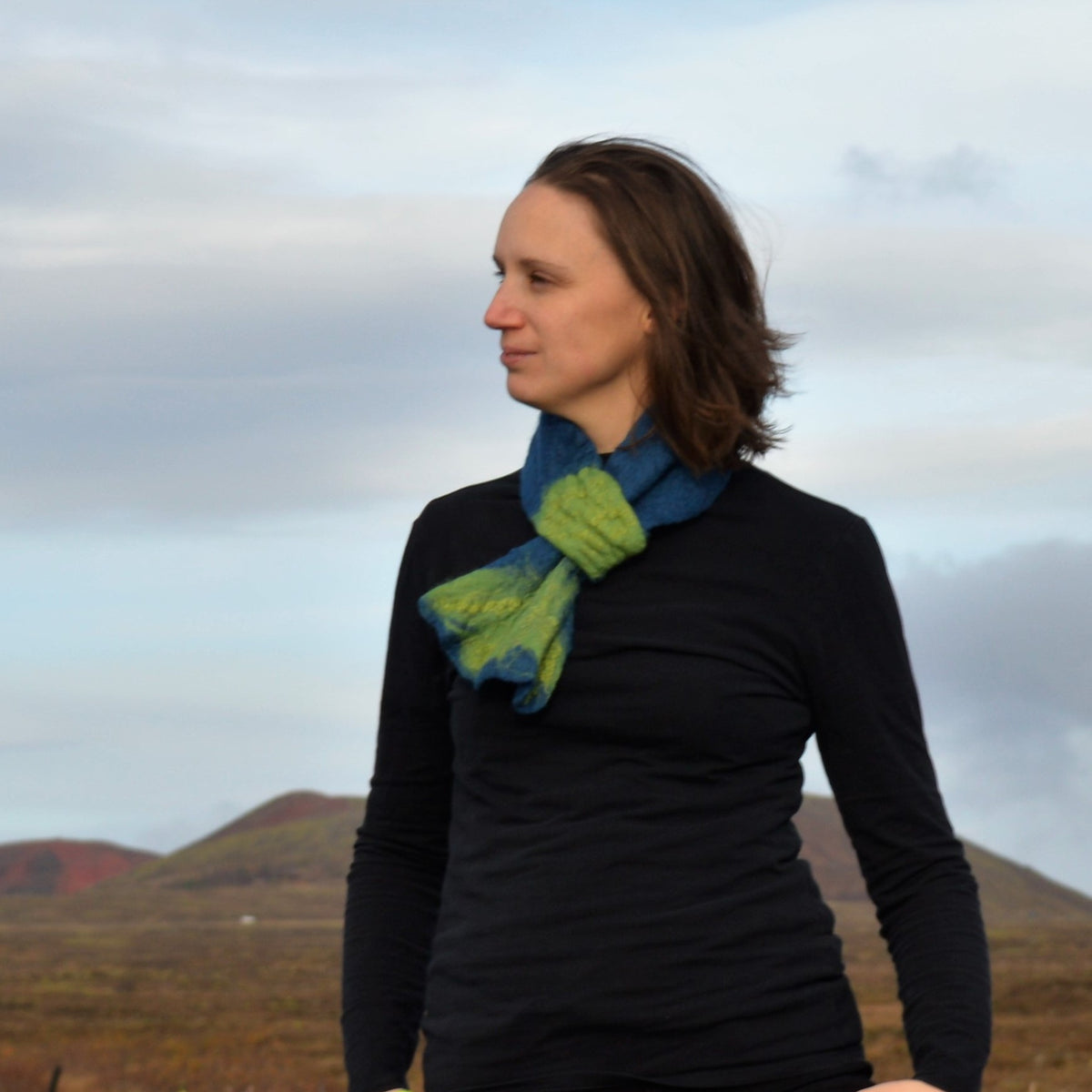 Felted Minard  Neckwrap -Deep Blue/Green
