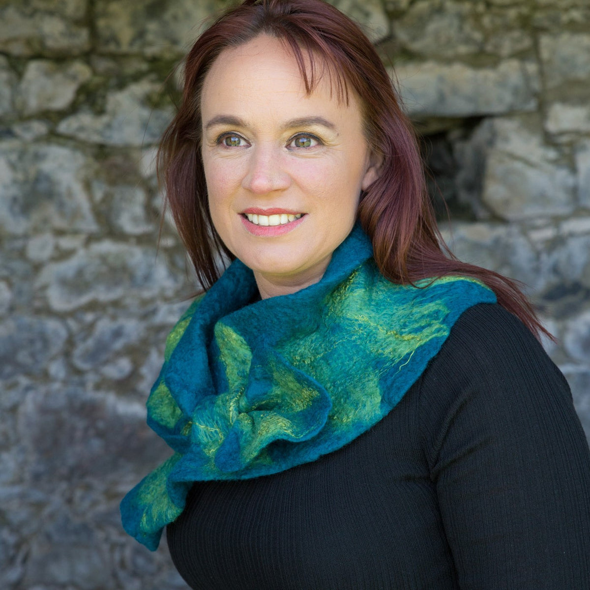 Felted Ruffle Collar - Teal /Green