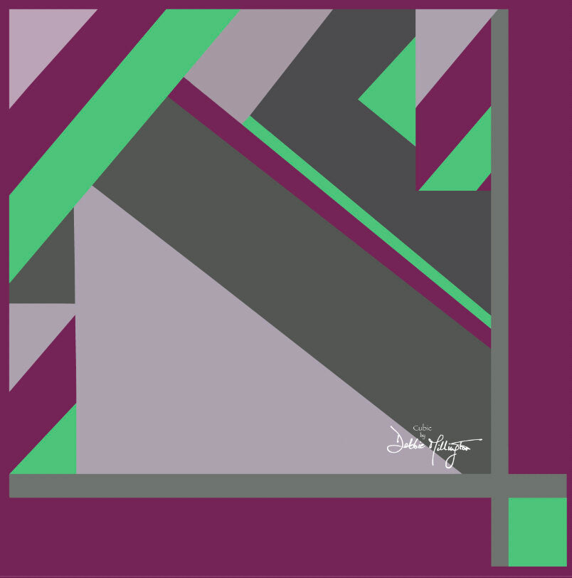 Cubic (Plum) Silk Scarf by Debbie Millington
