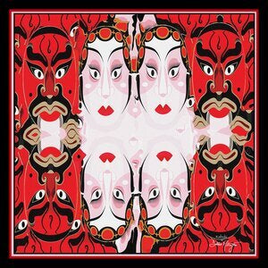 Kabuki Masks Silk Scarf by Debbie Millington